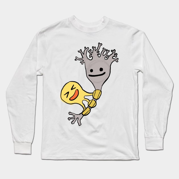 Neuron with oligodendrocyte Long Sleeve T-Shirt by glowglowworm